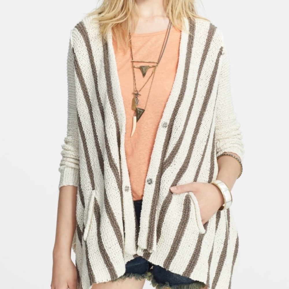 EUC FREE PEOPLE Striped Cardigan Size Small